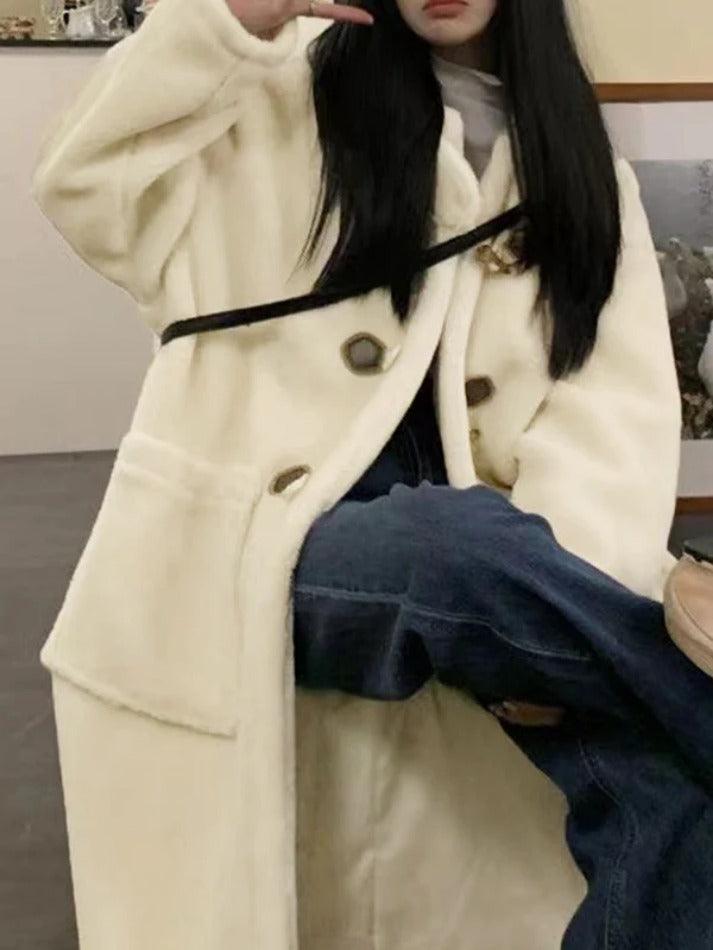 Style Core Aesthetics, New Style Trends - Horn Button lambswool Hooded Jacket Style Core Aesthetics, New Style Trends - Horn Button lambswool Hooded Jacket