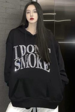 Style Core Aesthetics, New Style Trends - I Don't Smoke Rhinestone Hoodie
