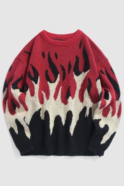 Style Core Aesthetics, New Style Trends - Indie Flame Knitted Sweater