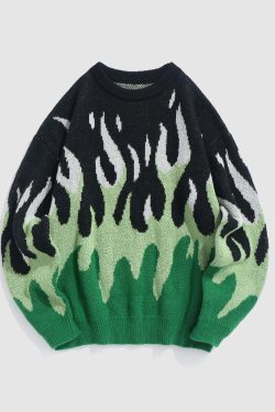 Style Core Aesthetics, New Style Trends - Indie Flame Knitted Sweater