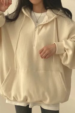 Style Core Aesthetics, New Style Trends - Indie Oversized Zip Up Hoodie