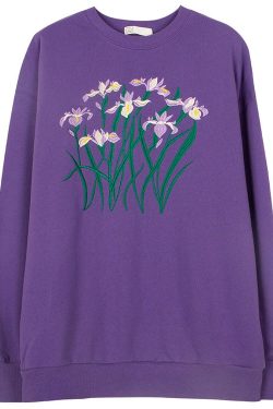 Style Core Aesthetics, New Style Trends - Iris Embroidery Sweatshirt