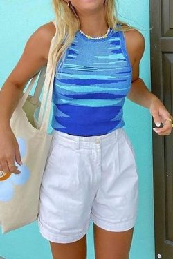 Style Core Aesthetics, New Style Trends - Jacquard Cropped Knit Tank Top