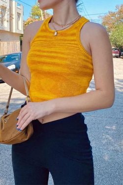 Style Core Aesthetics, New Style Trends - Jacquard Cropped Knit Tank Top