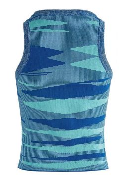 Style Core Aesthetics, New Style Trends - Jacquard Cropped Knit Tank Top