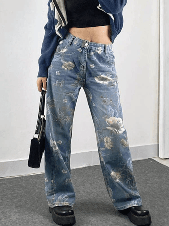 Style Core Aesthetics, New Style Trends - Jean boyfriend bouffant vintage à fleurs Style Core Aesthetics, New Style Trends - Jean boyfriend bouffant vintage à fleurs