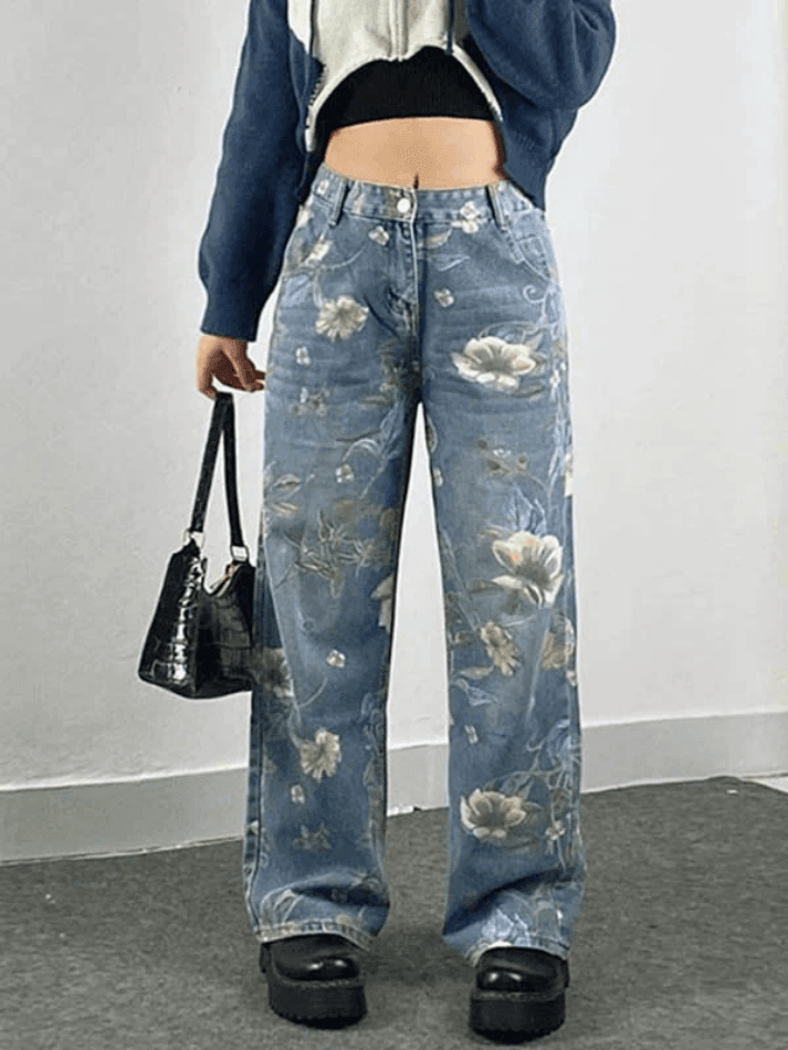 Style Core Aesthetics, New Style Trends - Jean boyfriend bouffant vintage à fleurs Style Core Aesthetics, New Style Trends - Jean boyfriend bouffant vintage à fleurs