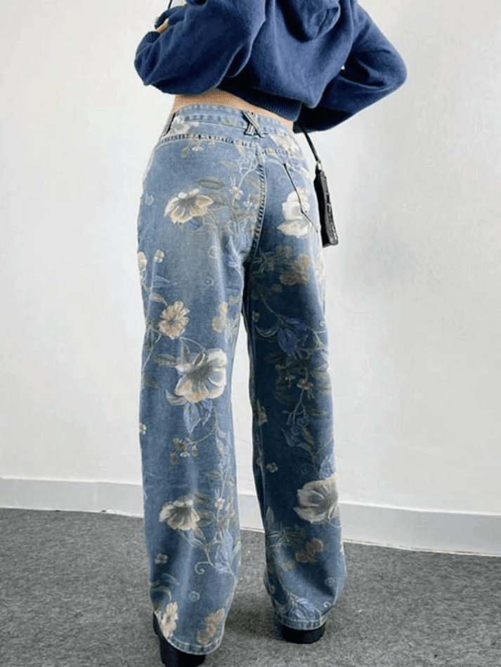 Style Core Aesthetics, New Style Trends - Jean boyfriend bouffant vintage à fleurs Style Core Aesthetics, New Style Trends - Jean boyfriend bouffant vintage à fleurs