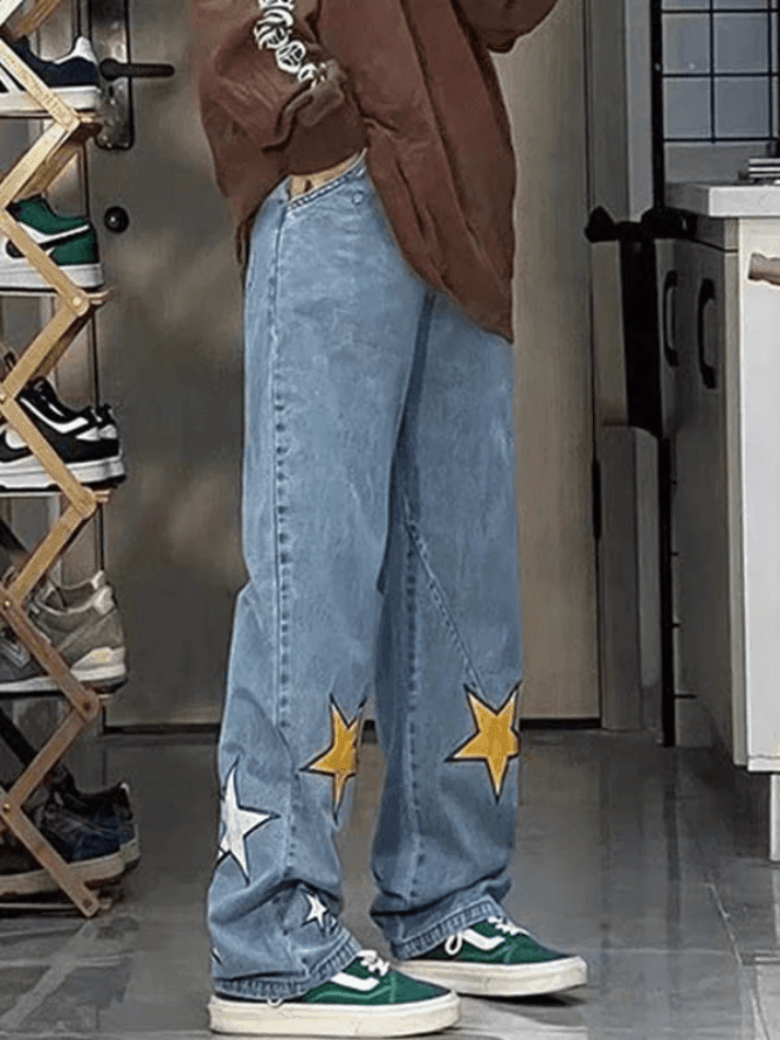 Style Core Aesthetics, New Style Trends - Jean boyfriend coupe droite à patch étoile Style Core Aesthetics, New Style Trends - Jean boyfriend coupe droite à patch étoile