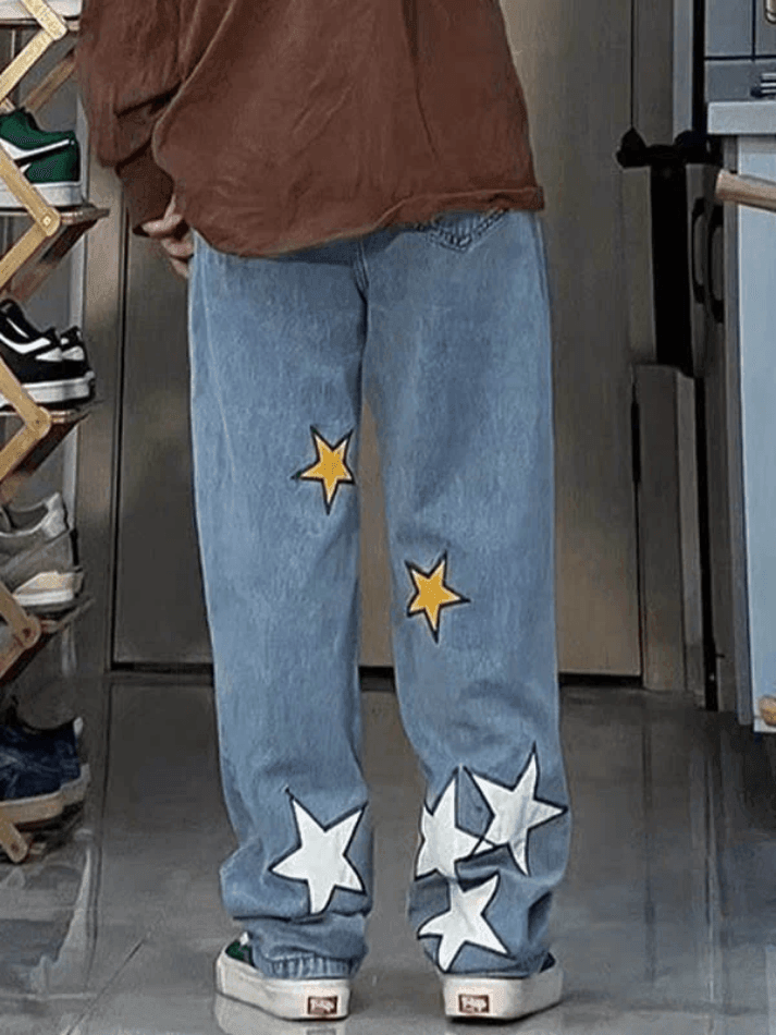 Style Core Aesthetics, New Style Trends - Jean boyfriend coupe droite à patch étoile Style Core Aesthetics, New Style Trends - Jean boyfriend coupe droite à patch étoile