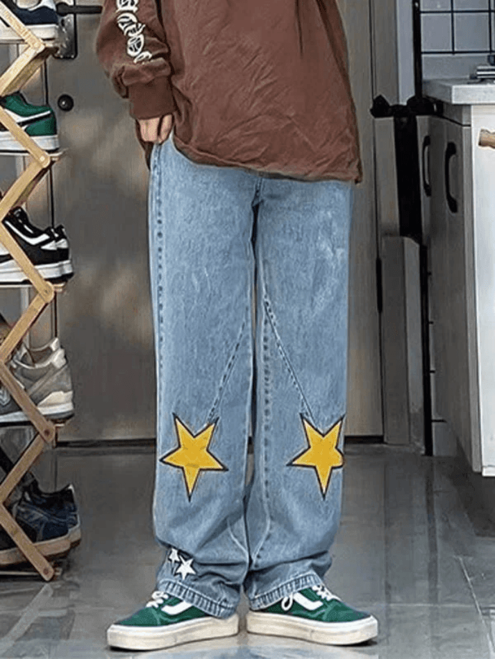 Style Core Aesthetics, New Style Trends - Jean boyfriend coupe droite à patch étoile Style Core Aesthetics, New Style Trends - Jean boyfriend coupe droite à patch étoile