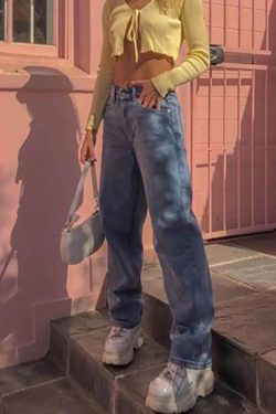 Style Core Aesthetics, New Style Trends - Jean boyfriend délavé à taille haute