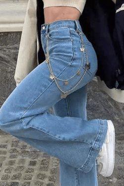 Style Core Aesthetics, New Style Trends - Jean boyfriend délavé à taille moyenne