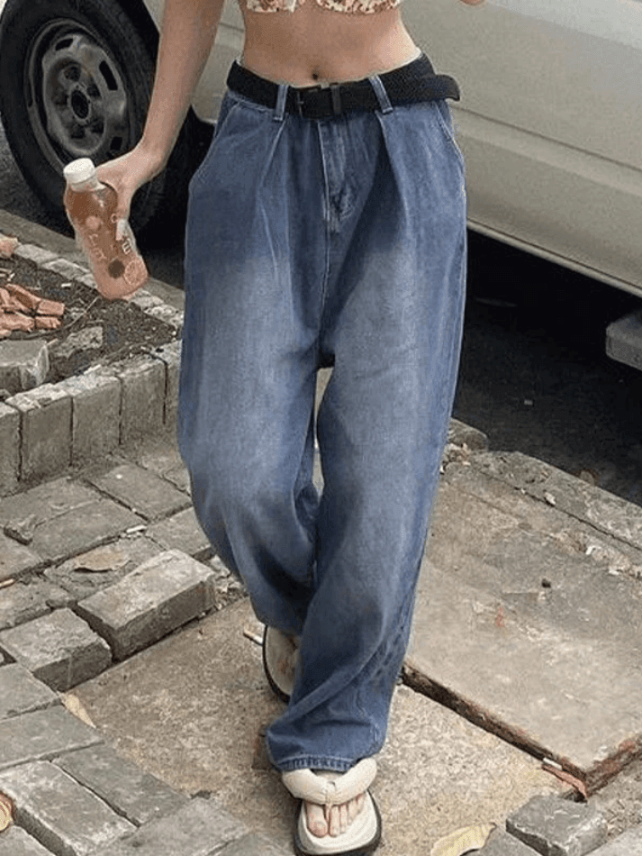 Style Core Aesthetics, New Style Trends - Jean boyfriend délavé Y2K Style Core Aesthetics, New Style Trends - Jean boyfriend délavé Y2K