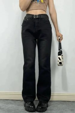 Style Core Aesthetics, New Style Trends - Jean boyfriend noir vintage délavé