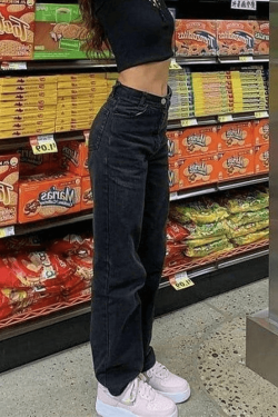 Style Core Aesthetics, New Style Trends - Jean boyfriend à taille haute