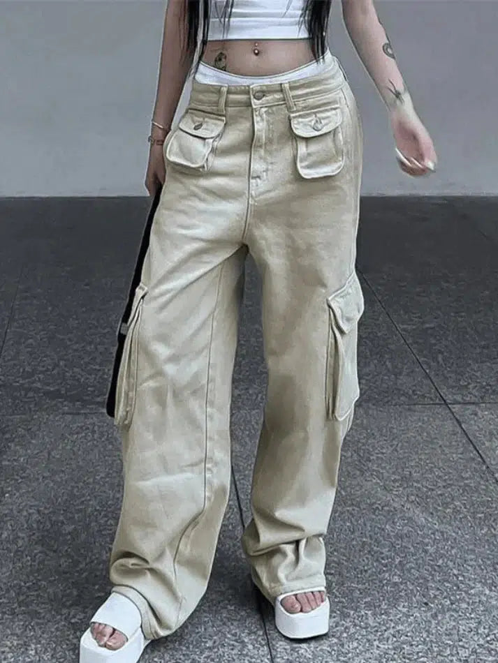 Style Core Aesthetics, New Style Trends - Jean cargo baggy kaki vintage Style Core Aesthetics, New Style Trends - Jean cargo baggy kaki vintage