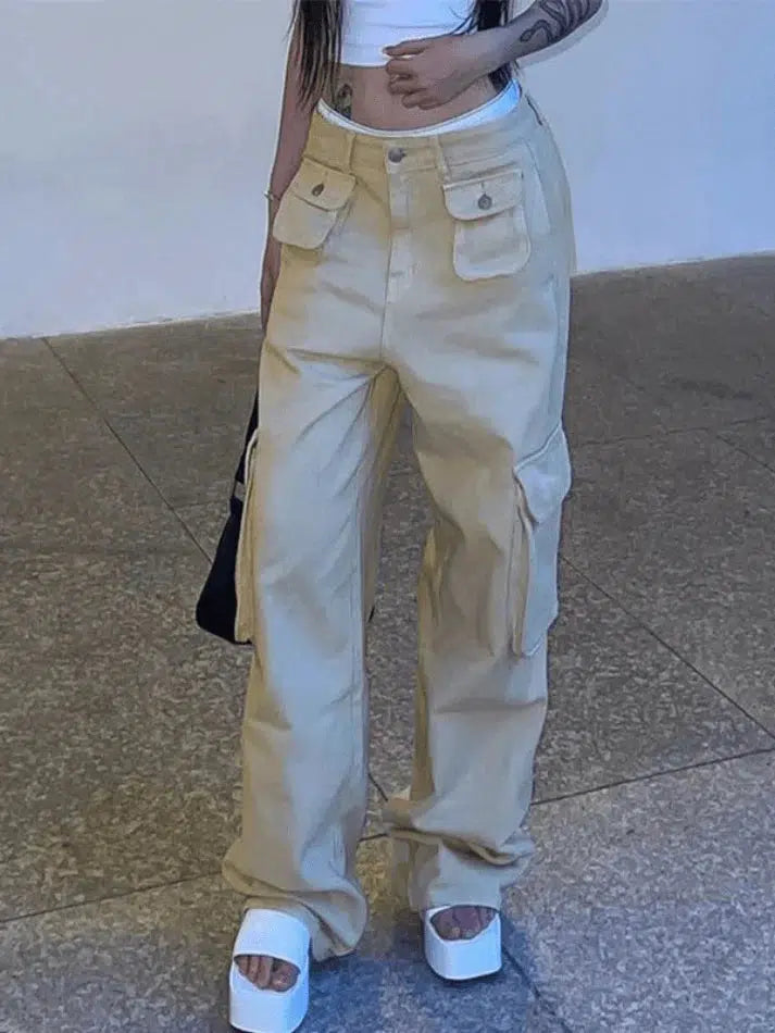 Style Core Aesthetics, New Style Trends - Jean cargo baggy kaki vintage Style Core Aesthetics, New Style Trends - Jean cargo baggy kaki vintage