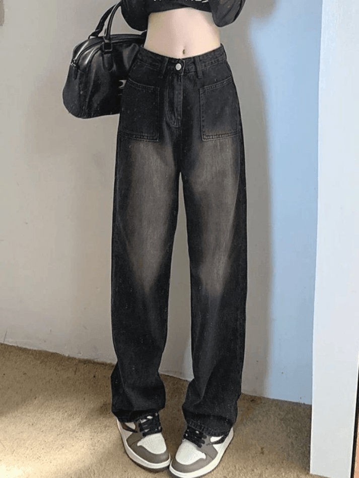 Style Core Aesthetics, New Style Trends - Jean cargo droit vintage délavé Style Core Aesthetics, New Style Trends - Jean cargo droit vintage délavé