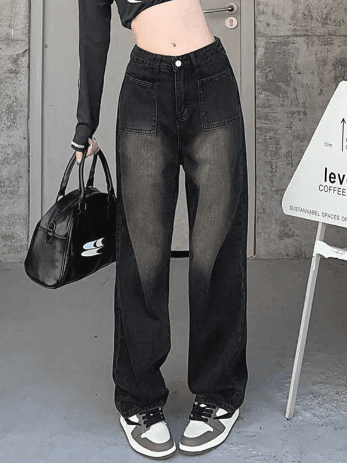 Style Core Aesthetics, New Style Trends - Jean cargo droit vintage délavé Style Core Aesthetics, New Style Trends - Jean cargo droit vintage délavé