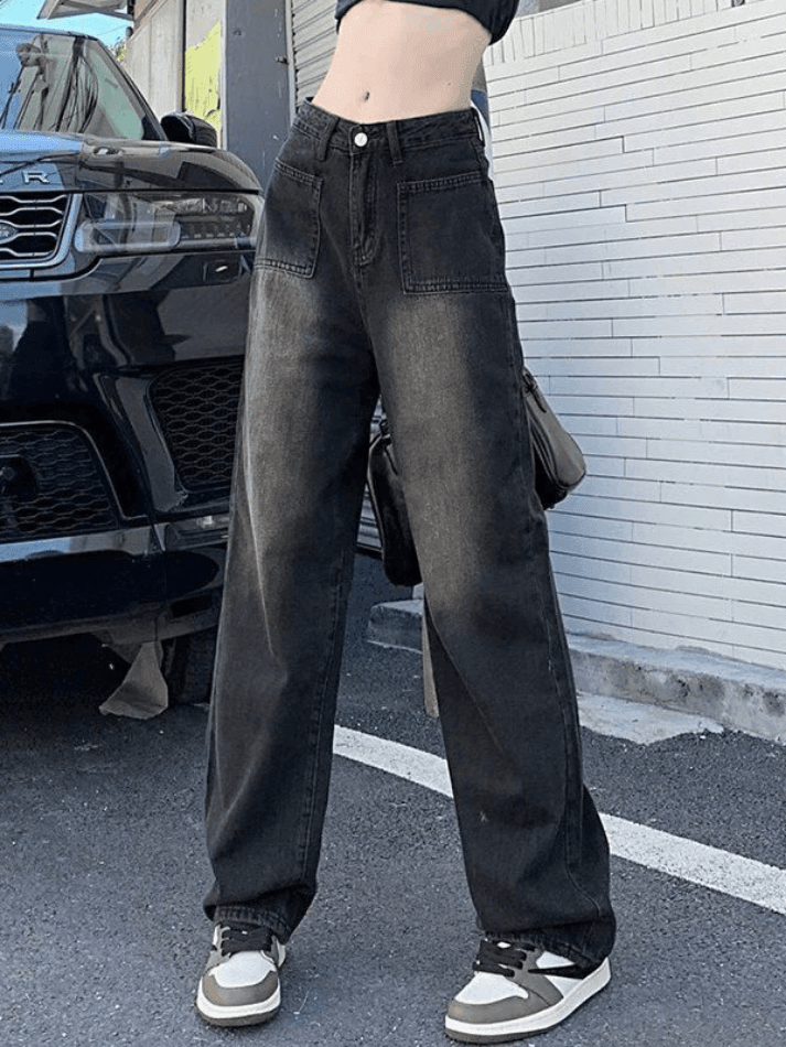 Style Core Aesthetics, New Style Trends - Jean cargo droit vintage délavé Style Core Aesthetics, New Style Trends - Jean cargo droit vintage délavé