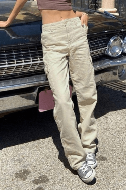 Style Core Aesthetics, New Style Trends - Jean cargo à jambe droite et poche