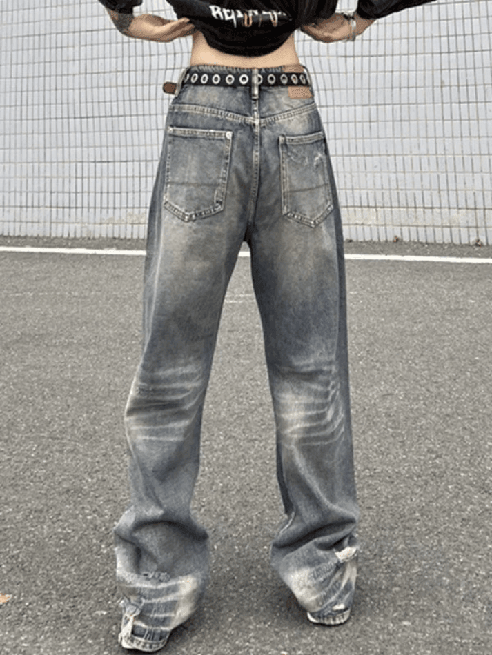 Style Core Aesthetics, New Style Trends - Jean déchiré coupe boyfriend délavé et effiloché Style Core Aesthetics, New Style Trends - Jean déchiré coupe boyfriend délavé et effiloché