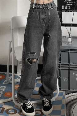 Style Core Aesthetics, New Style Trends - Jean déchiré effiloché délavé vintage