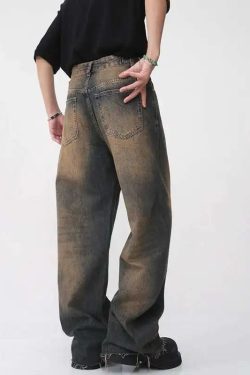 Style Core Aesthetics, New Style Trends - Jean large Y2K Burned Fade