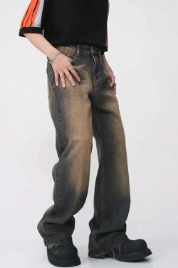 Style Core Aesthetics, New Style Trends - Jean large Y2K Burned Fade