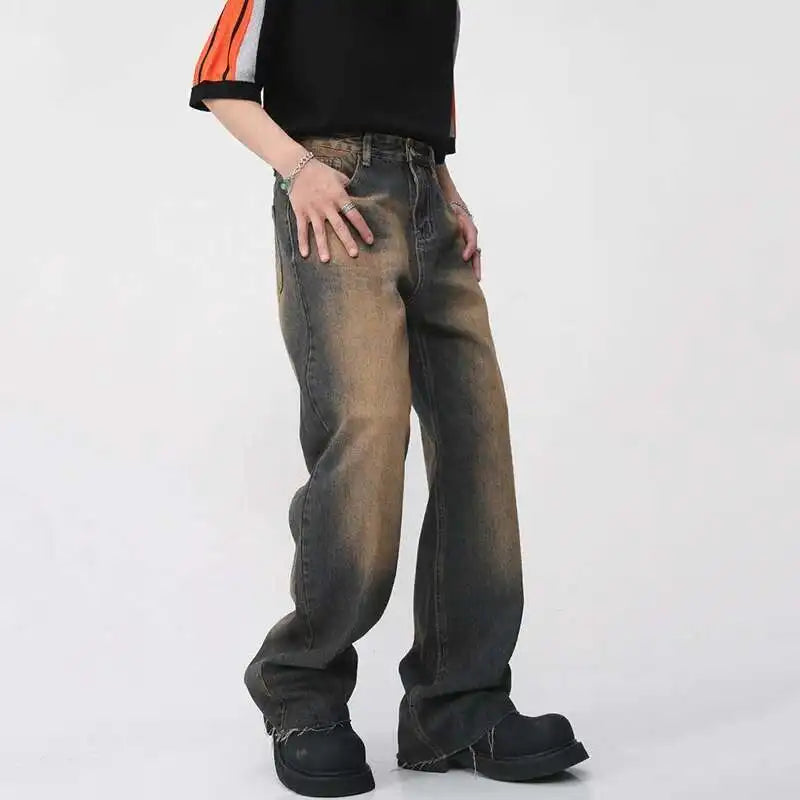 Style Core Aesthetics, New Style Trends - Jean large Y2K Burned Fade Style Core Aesthetics, New Style Trends - Jean large Y2K Burned Fade