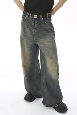 Style Core Aesthetics, New Style Trends - Jean large Y2K Metro Mist