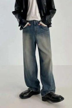 Style Core Aesthetics, New Style Trends - Jean large Y2K Stone Fade