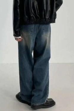 Style Core Aesthetics, New Style Trends - Jean large Y2K Stone Fade