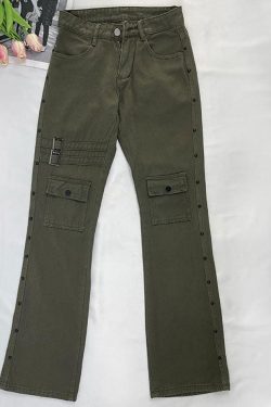 Style Core Aesthetics, New Style Trends - Jean évasé délavé à décor métallique