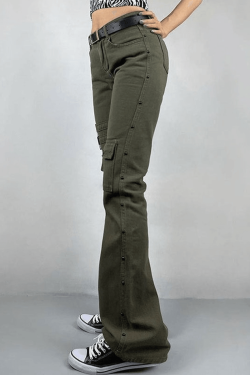 Style Core Aesthetics, New Style Trends - Jean évasé délavé à décor métallique