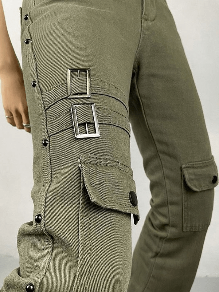 Style Core Aesthetics, New Style Trends - Jean évasé délavé à décor métallique Style Core Aesthetics, New Style Trends - Jean évasé délavé à décor métallique