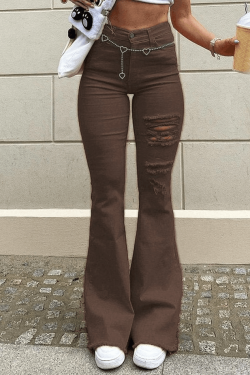 Style Core Aesthetics, New Style Trends - Jean évasé stretch effet vieilli