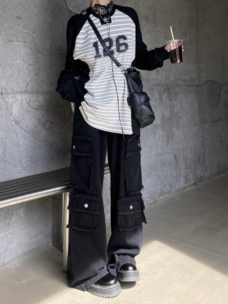 Style Core Aesthetics, New Style Trends - Jeans Cargo Multi-Poches Vintage Baggy Style Core Aesthetics, New Style Trends - Jeans Cargo Multi-Poches Vintage Baggy