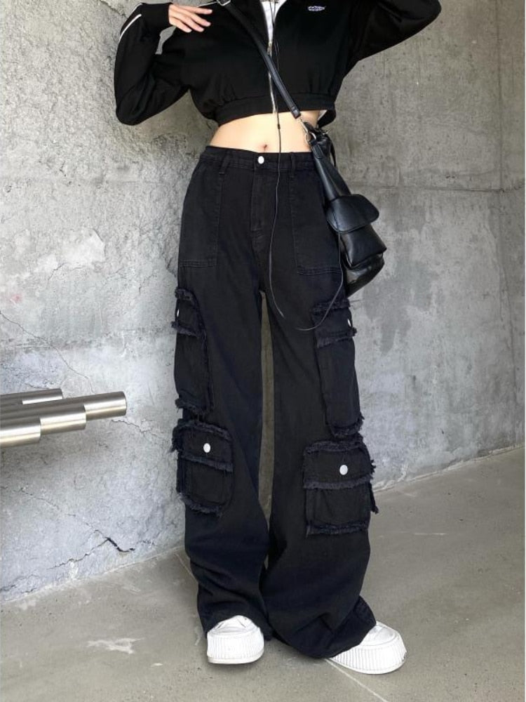 Style Core Aesthetics, New Style Trends - Jeans Cargo Multi-Poches Vintage Baggy Style Core Aesthetics, New Style Trends - Jeans Cargo Multi-Poches Vintage Baggy