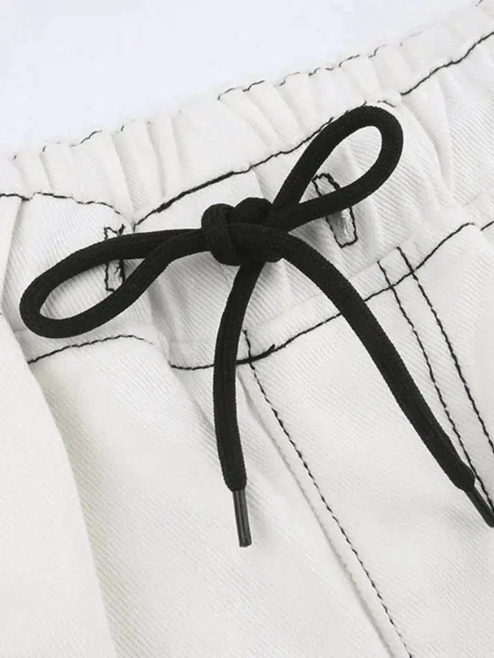 Style Core Aesthetics, New Style Trends - Jogger baggy blanc à rayures latérales Style Core Aesthetics, New Style Trends - Jogger baggy blanc à rayures latérales