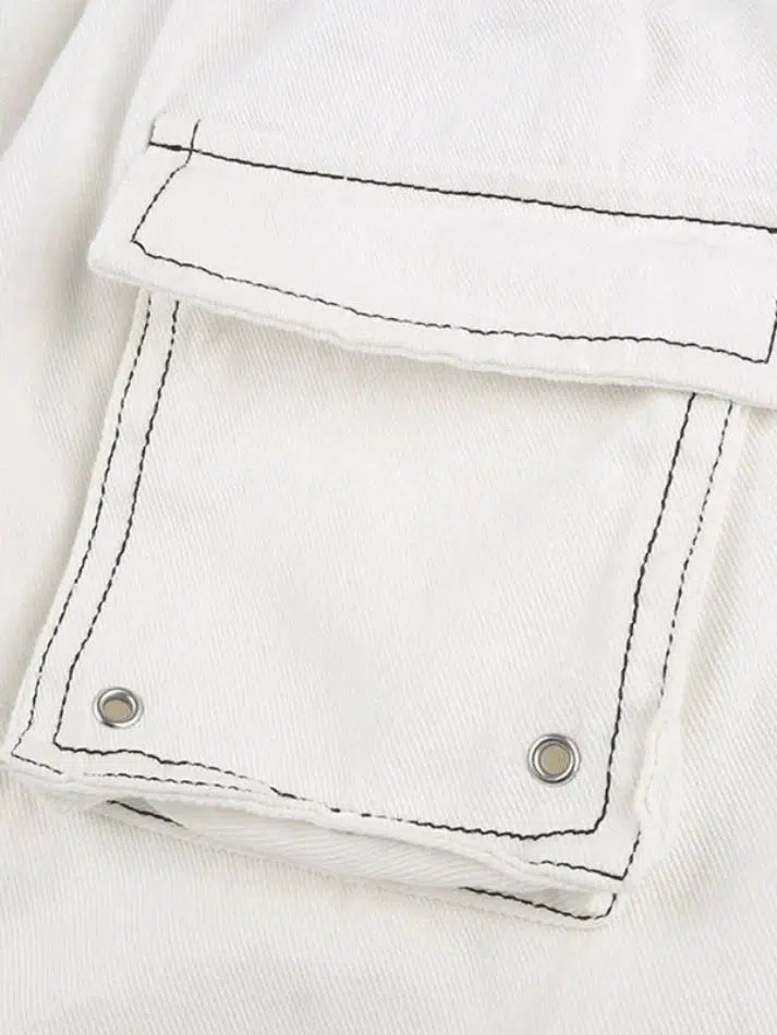 Style Core Aesthetics, New Style Trends - Jogger baggy blanc à rayures latérales Style Core Aesthetics, New Style Trends - Jogger baggy blanc à rayures latérales