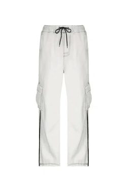 Style Core Aesthetics, New Style Trends - Jogger baggy blanc à rayures latérales