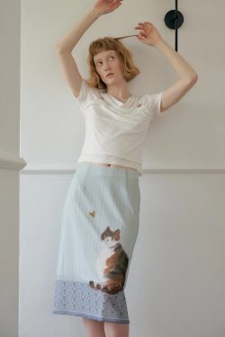 Style Core Aesthetics, New Style Trends - Jupe mi-longue Chat Style Soft Girl