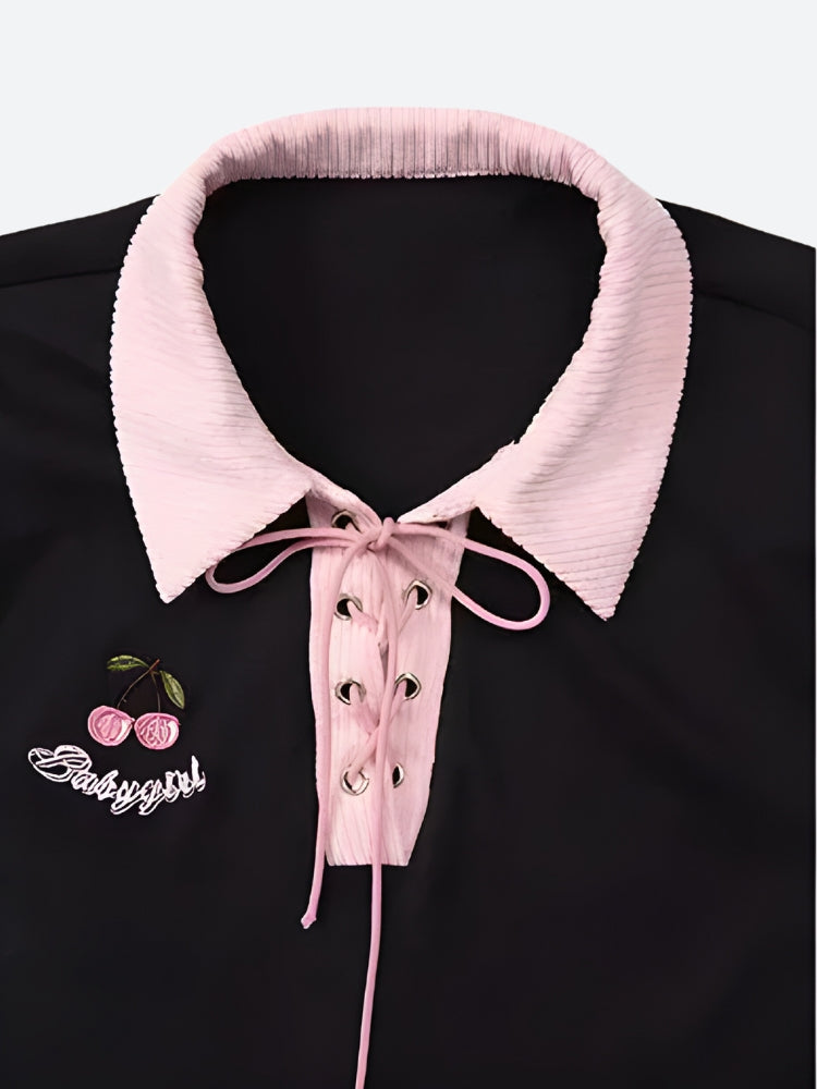 Style Core Aesthetics, New Style Trends - Kawaii Cherry Cut Out Mini Polo Dress Style Core Aesthetics, New Style Trends - Kawaii Cherry Cut Out Mini Polo Dress