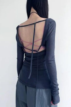 Style Core Aesthetics, New Style Trends - Knitted Mesh Backless Top