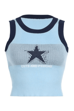 Style Core Aesthetics, New Style Trends - Knitted Star Cropped Tank Top