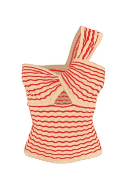 Style Core Aesthetics, New Style Trends - Knitted Stripe One Shoulder Tank Top