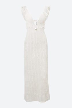 Style Core Aesthetics, New Style Trends - Lace Backless Plunge Neck Maxi Dress