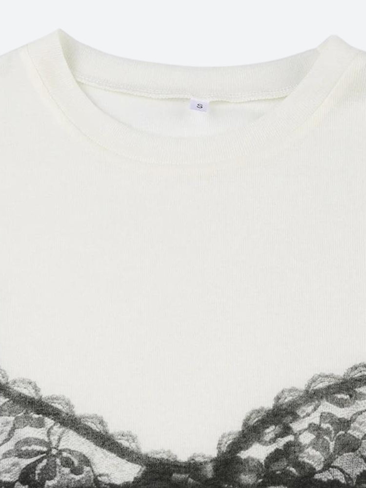 Style Core Aesthetics, New Style Trends - Lace Bra Tee Style Core Aesthetics, New Style Trends - Lace Bra Tee